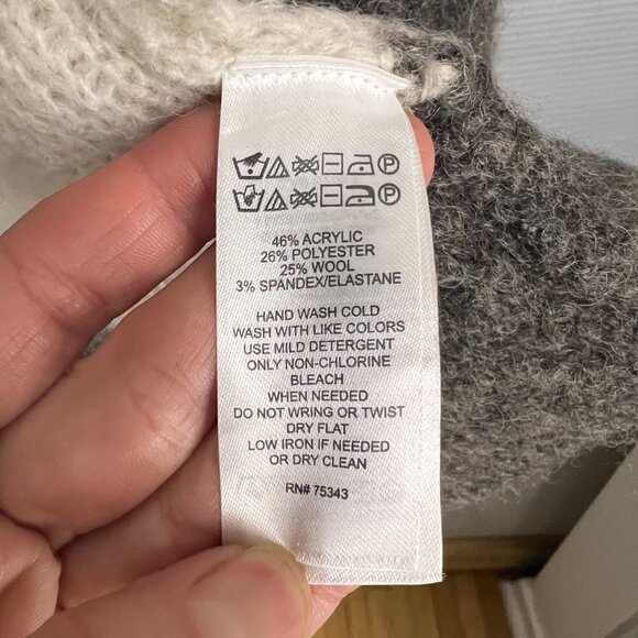 Rachel Zoe Wool Blend ColorBlock‎ Stripe Mid Length Knit Open Cardigan Brown Tan - Picture 14 of 15